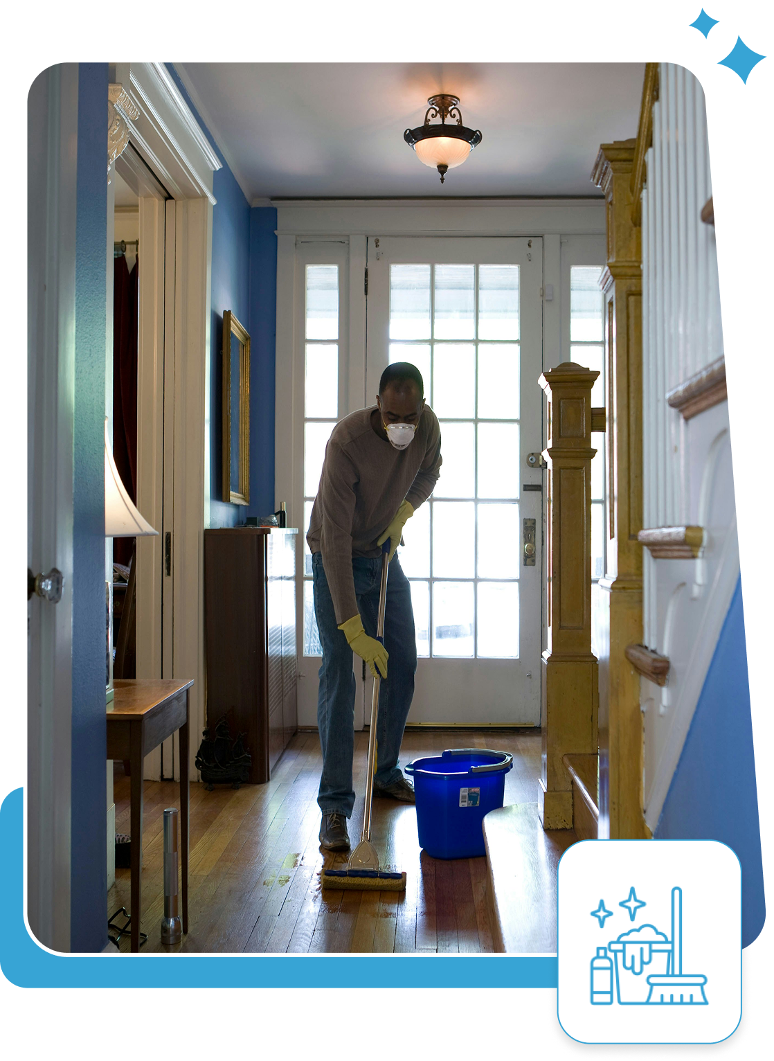 Sweepy Maids cleaner disinfecting a kitchen counter during a Surrey house cleaning appointment